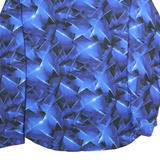 Mens Blue & Black Abstract Pattern Polyester Shirt M Stylish Modern Fit