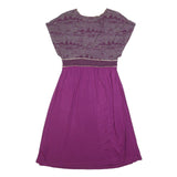 FRENCH CONNECTION Womens Purple & Wine Day Cotton Blend Dress UK 12 V-Neck Short
