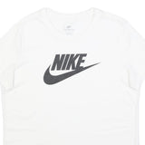 NIKE Womens White Black Logo Modern T-Shirt L Short Sleeve Crew Neck Casual