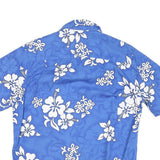 PACIFIC LEGEND Mens Blue & White Floral Hawaiian Shirt M Summer Casual Holiday