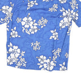 PACIFIC LEGEND Mens Blue & White Floral Hawaiian Shirt M Summer Casual Holiday