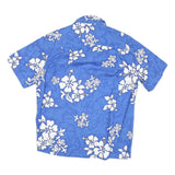 PACIFIC LEGEND Mens Blue & White Floral Hawaiian Shirt M Summer Casual Holiday