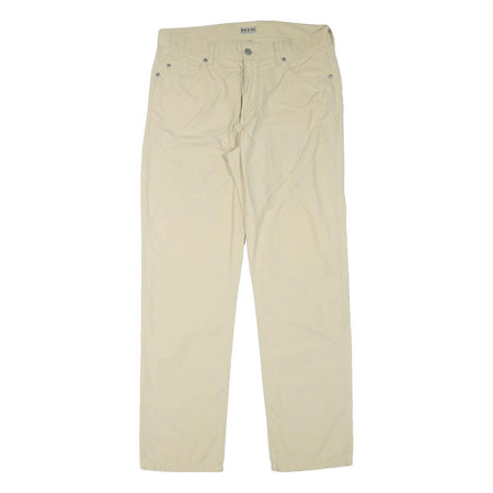 HIS Mens Cotton Blend Beige Regular Straight Trousers W33 L31 Casual Comfortable