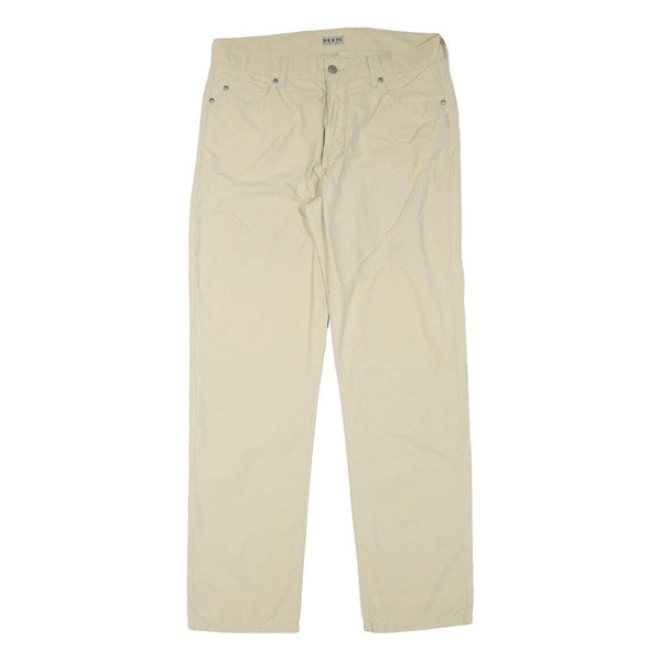HIS Mens Cotton Blend Beige Regular Straight Trousers W33 L31 Casual Comfortable