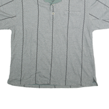 PRO CELEBRITY Mens Grey Green Stripe Short Sleeve Polo Shirt L Cotton Blend