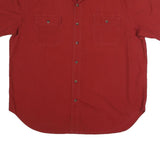 CE SCHMIDT Mens Red Cotton Shirt XL Button Short Sleeve Casual Workwear