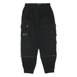 FB SISTER Womens Black Relaxed Cargo Jogger Trousers W26 L26 Cotton Blend