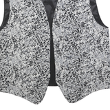 Mens Black & Silver Patterned Jacket L Polyester Plain Waistcoat