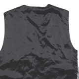 Mens Black & Silver Patterned Jacket L Polyester Plain Waistcoat