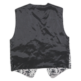 Mens Black & Silver Patterned Jacket L Polyester Plain Waistcoat