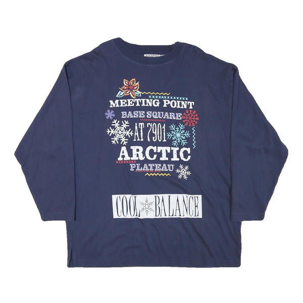 ATHLETIC Mens Blue Arctic Print Crew Neck XL Sweatshirt Cotton Blend Pullover
