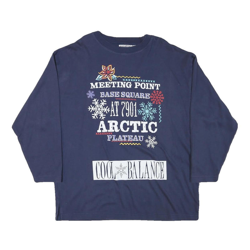 ATHLETIC Mens Blue Arctic Print Crew Neck XL Sweatshirt Cotton Blend Pullover