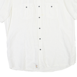 PIERRE CARDIN Mens White Plain Shirt L Cotton Blend Relaxed Fit Button Collar