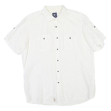 PIERRE CARDIN Mens White Plain Shirt L Cotton Blend Relaxed Fit Button Collar