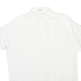 PIERRE CARDIN Mens White Plain Shirt L Cotton Blend Relaxed Fit Button Collar