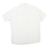 PIERRE CARDIN Mens White Plain Shirt L Cotton Blend Relaxed Fit Button Collar