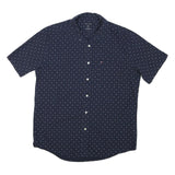TOMMY HILFIGER Mens Navy Blue Short Sleeve Shirt L Polka Dot Cotton Blend