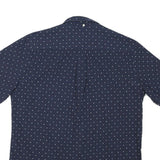 TOMMY HILFIGER Mens Navy Blue Short Sleeve Shirt L Polka Dot Cotton Blend