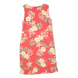 TAHITI Womens Red Floral Cotton Blend Sleeveless Day Dress M Summer Beachwear
