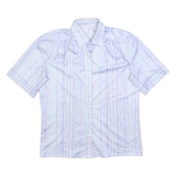 Womens Blue & Pink Striped Shirt S Lightweight Polyester Button Front Summer Top