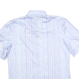 Womens Blue & Pink Striped Shirt S Lightweight Polyester Button Front Summer Top