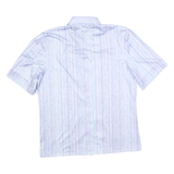 Womens Blue & Pink Striped Shirt S Lightweight Polyester Button Front Summer Top