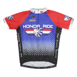 PACTIMO Mens Blue & Red Honor Ride Cycling T-Shirt 2XL Short Sleeve Crew Neck