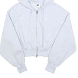 NIKE Womens White Full Zip Hoodie M Cotton Blend Cropped Casual Sweater