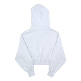 NIKE Womens White Full Zip Hoodie M Cotton Blend Cropped Casual Sweater
