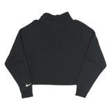 NIKE Womens Black Cropped 1/4 Zip Sweatshirt M Cotton Blend Casual