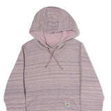 CARHARTT Womens Pink & Grey Striped Hoodie S Soft Cotton Casual Pullover
