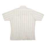 Mens Beige Striped Shirt L Polyester Blend Casual Relaxed Fit Summer Button