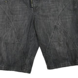 RAINBOW Mens Shorts Black Denim XL W40 Rebel Core Zip Pocket Casual