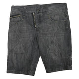 RAINBOW Mens Shorts Black Denim XL W40 Rebel Core Zip Pocket Casual