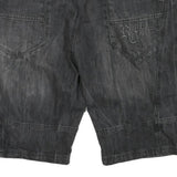 RAINBOW Mens Shorts Black Denim XL W40 Rebel Core Zip Pocket Casual