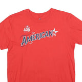 MAJESTIC Mens Red American Graphic T-Shirt L Short Sleeve Crew Neck Baseball