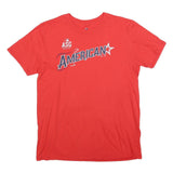 MAJESTIC Mens Red American Graphic T-Shirt L Short Sleeve Crew Neck Baseball