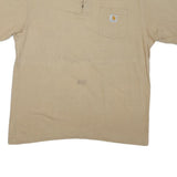 CARHARTT Mens Beige Henley T-Shirt L Short Sleeve Cotton Blend Workwear