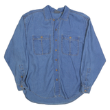 LIZWEAR Womens Blue Linen Shirt S Casual Button Up Long Sleeve