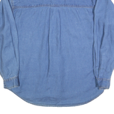 LIZWEAR Womens Blue Linen Shirt S Casual Button Up Long Sleeve