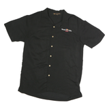HARRINGTON Mens Black Cotton Shirt M Round Table Pizza Logo Button Up