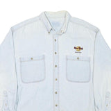 HARD ROCK CAFE Mens Light Blue Denim Shirt L Cotton Blend Long Sleeve Relaxed