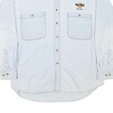 HARD ROCK CAFE Mens Light Blue Denim Shirt L Cotton Blend Long Sleeve Relaxed