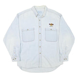HARD ROCK CAFE Mens Light Blue Denim Shirt L Cotton Blend Long Sleeve Relaxed