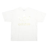 ADIDAS Mens White Gold Logo Graphic T-Shirt L Short Sleeve Crew Neck Casual
