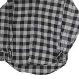 BASS & CO Mens Black & Grey Check Cotton Shirt M Long Sleeve Button Fastening
