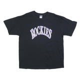 GILDAN Mens Black Rockies Graphic T-Shirt XL Short Sleeve Crew Neck Printed