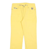 MUNSING WEAR Womens Regular Fit Yellow Cotton Blend Trousers W30 L30 Zip Pocket