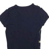 TOMMY HILFIGER Womens Blue Yellow White Patterned V-Neck Basic Knit M Cotton