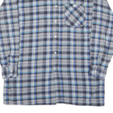 Mens Blue Grey Plaid Cotton Shirt XL Button Down Long Sleeve Casual Checked